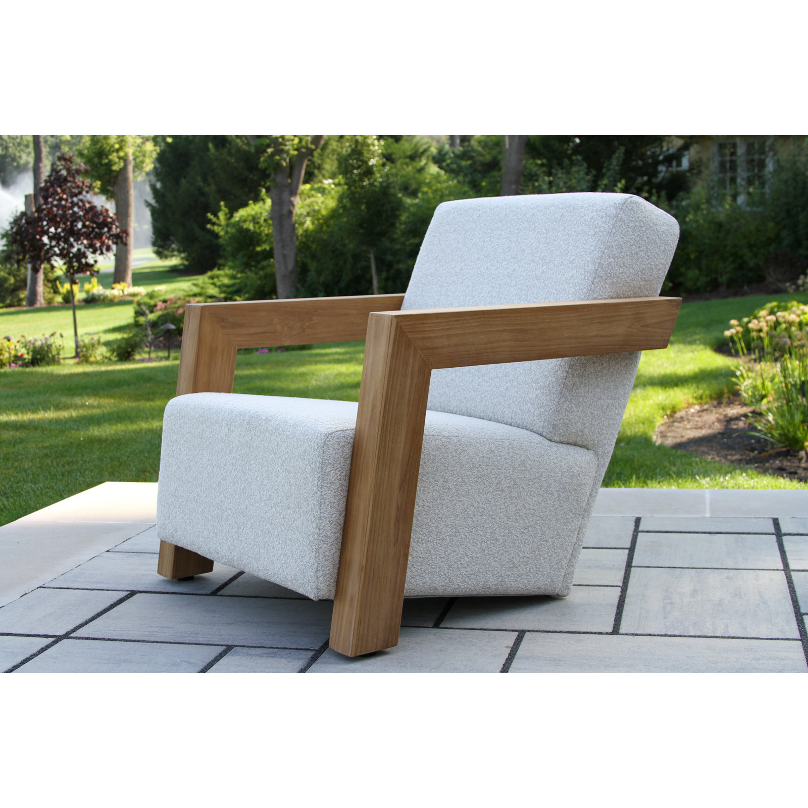 Levitt Teak & Olefin Patio Lounge Chair