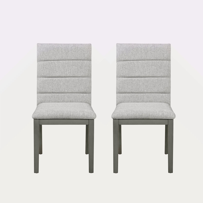 Ensemble de 2 chaises de salle à manger modernes à finition chêne gris et capitonnées, Gris clair, Gris