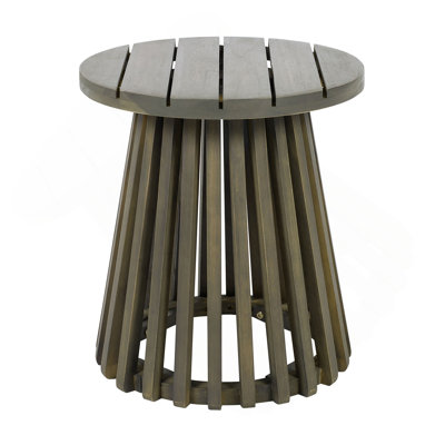 Outdoor Acacia Wood Patio Side Table, Round Coffee Table For Backyard, Lawn, Balcony