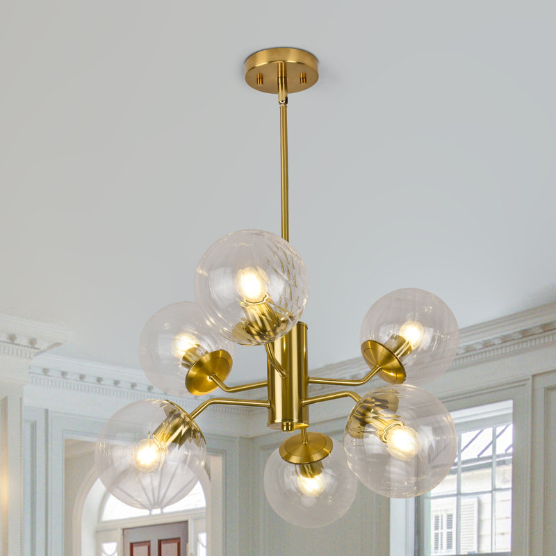 Lustre spoutnik 6 lumières en laiton