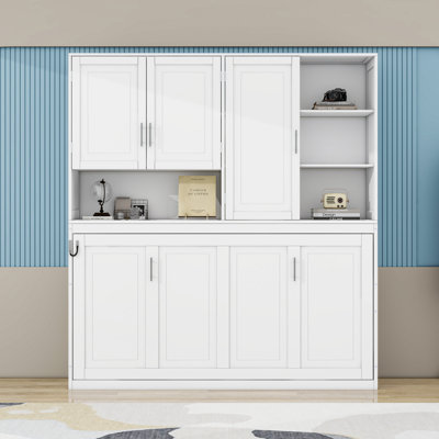 Twin Murphy Bed with Cabinet, Shelves Light and USB