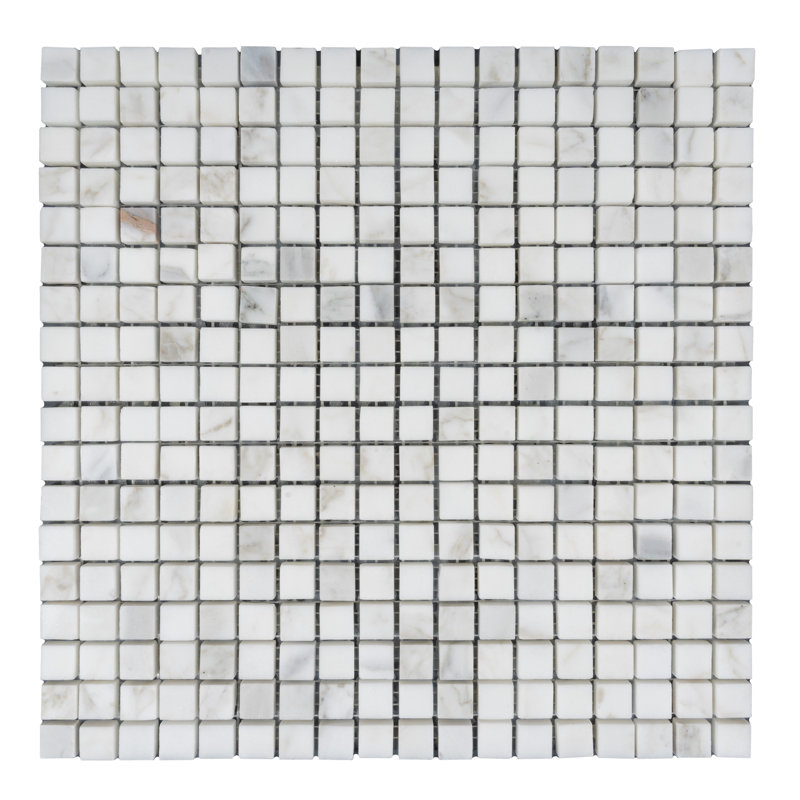Marmor 12 x 12 Matte White Calacatta Marble Square Mosaic Tile (5 Sq Ft/Case) - 5 Pack