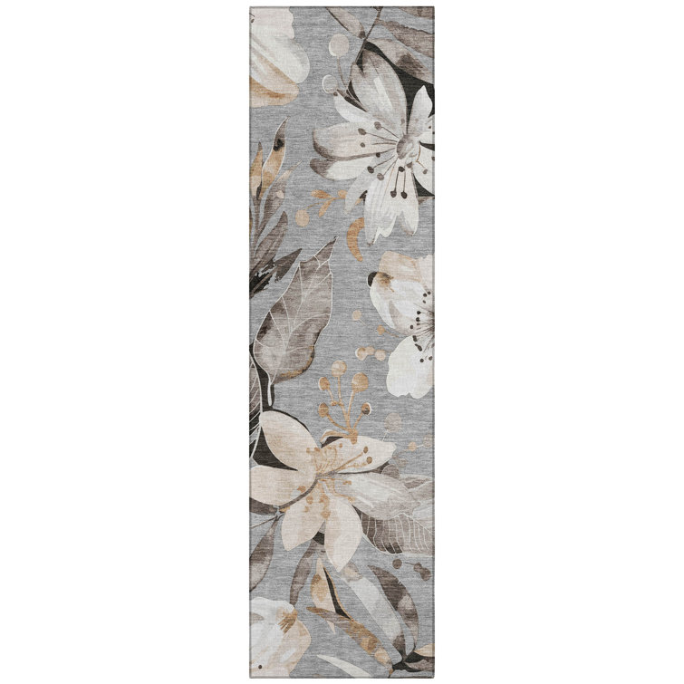Machine Washable Indoor/Outdoor Millner ACN2260 Floral Rug