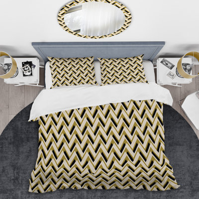 Ensemble de housse de couette en microfibre jaune / noir 3 pièces
