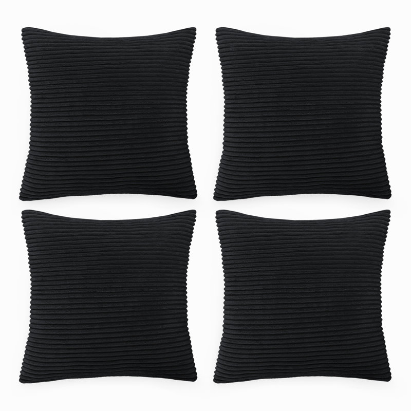 Striped Square Euro Pillow Cover, Black