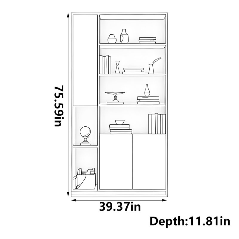 Modern simple and fashionable storage bookcase, Brown/White
