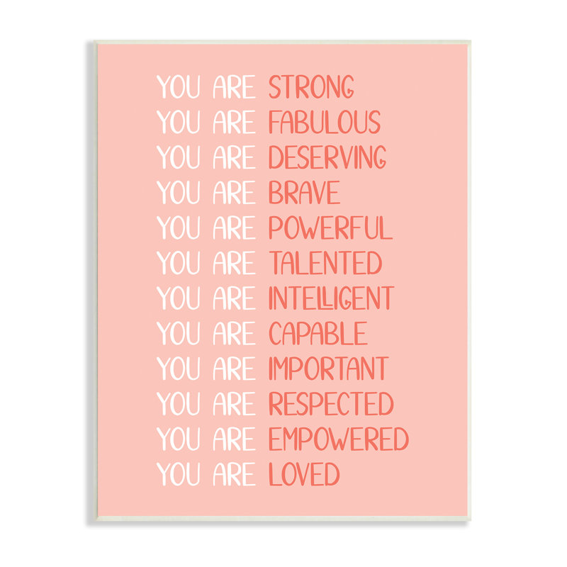 "You Are Positivité", art textuel sur toile, Plaque murale, H 19 po x l 13 po x P 0,5 po
