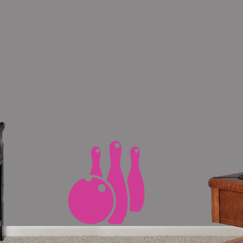 Décalcomanie murale boule de bowling et épingles, Rose vif