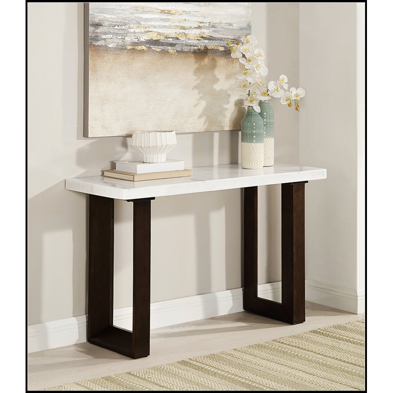 Durable et élégant pour les décors modernes Edwyn, plateau en marbre naturel et table à finition espresso