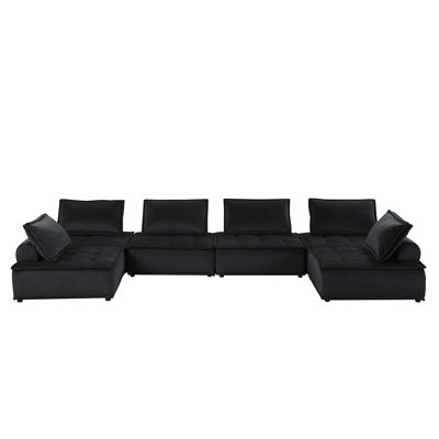 Gouvernour Velvet 6 seat Sectional Sofa ottoman