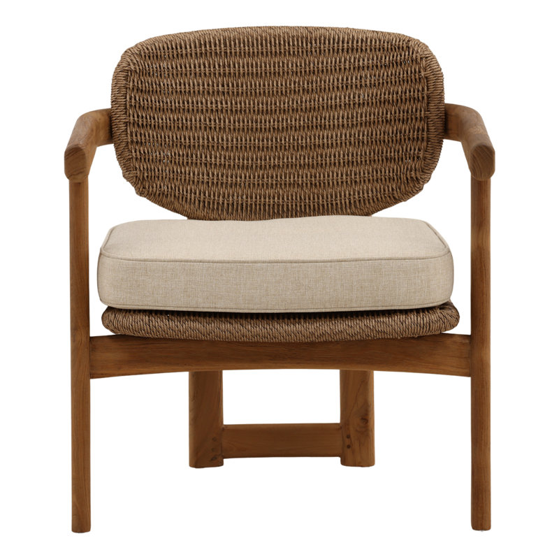 Fauteuil d'extérieur brun clair Alva