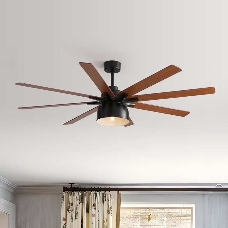 8-Blade Retro Ceiling Fan with Light Kit and Remote Control
