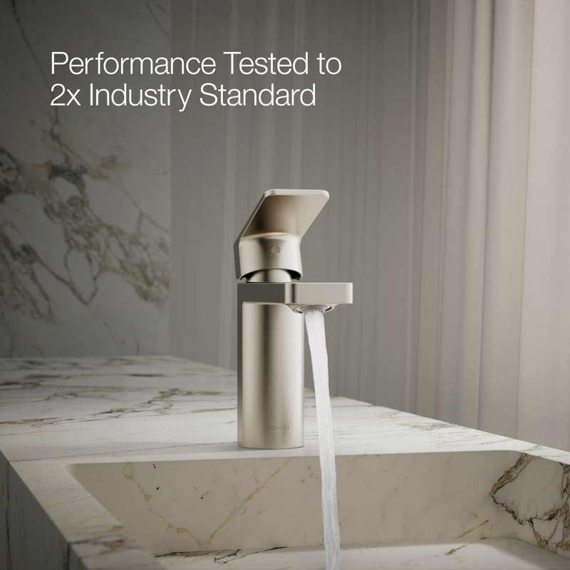 Parallel Single Hole Bathroom Faucet with Drain Assembly, Vibrant Brushed Nickel