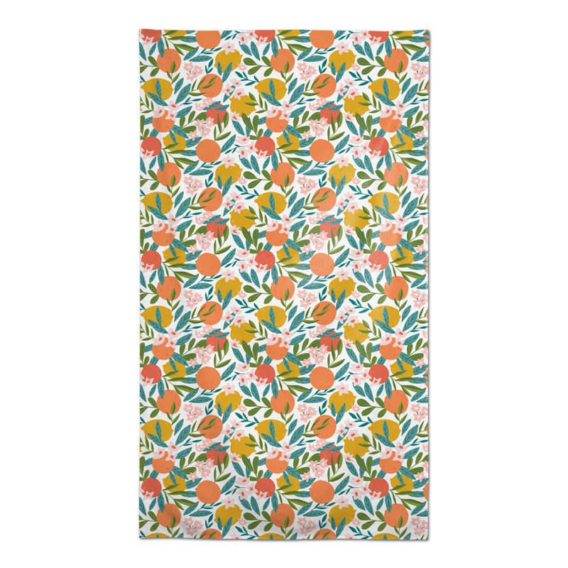 Citrus Fruit Black 3 Tablecloth, White