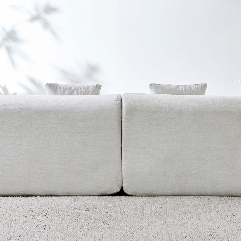 Canapé moderne moderne en chenille 4 places avec coussins inclus, Beige