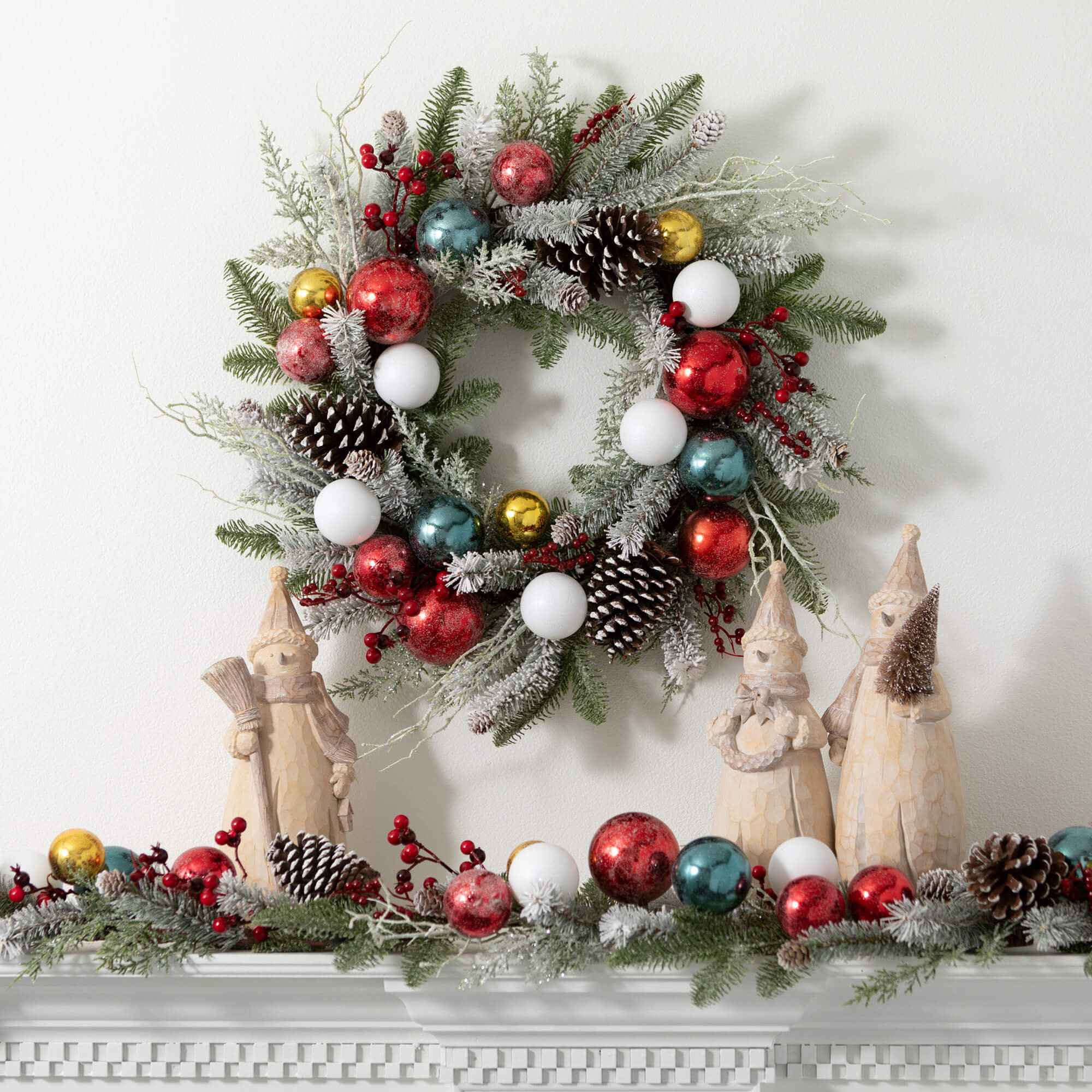 72" Artificial Shiny Ball Frosted Christmas Garland, Multicolor
