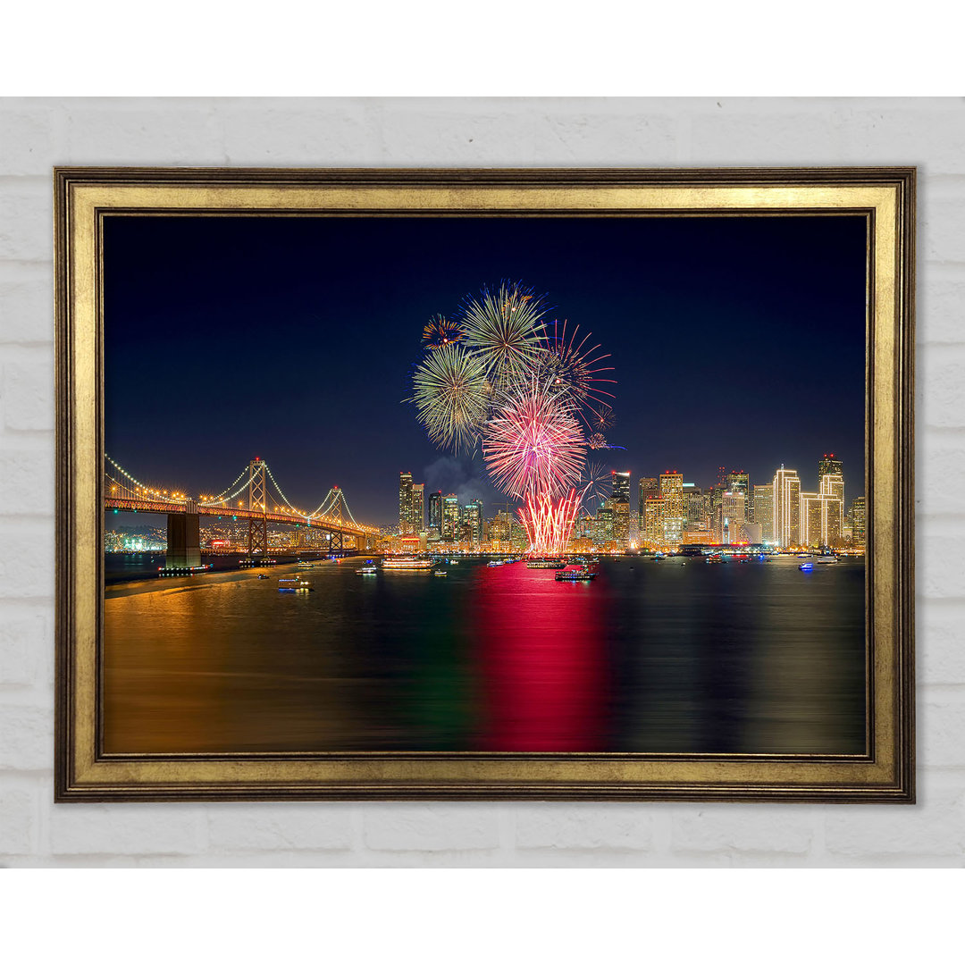 Feuerwerk über der Golden Gate Bridge - Einzelne Bilderrahmen Kunstdrucke