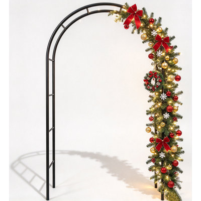 Heavy Duty Rust-Proof Metal Garden Arch, Sturdy Plant Arbor Trellis for Climbing Vines Roses, Outdoor Wedding & Holiday Decor