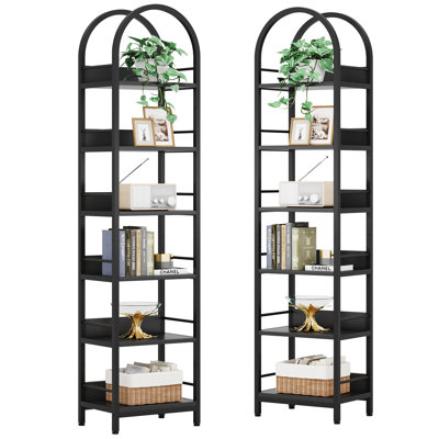 70.9" H × 11.8" W 6 Tier Arched Top Bookcase, Set of 2