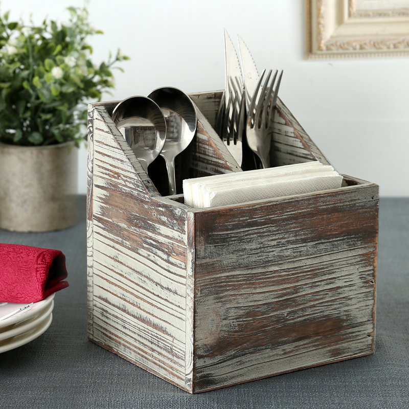 Wood Rectangle Flatware Caddy