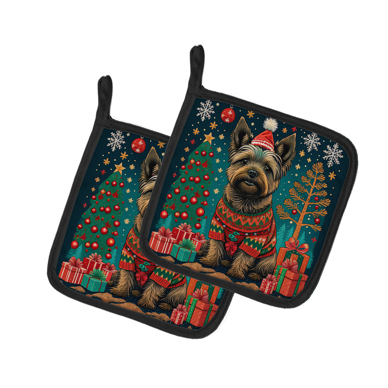 Paire de poignées Cairn Terrier Christmas