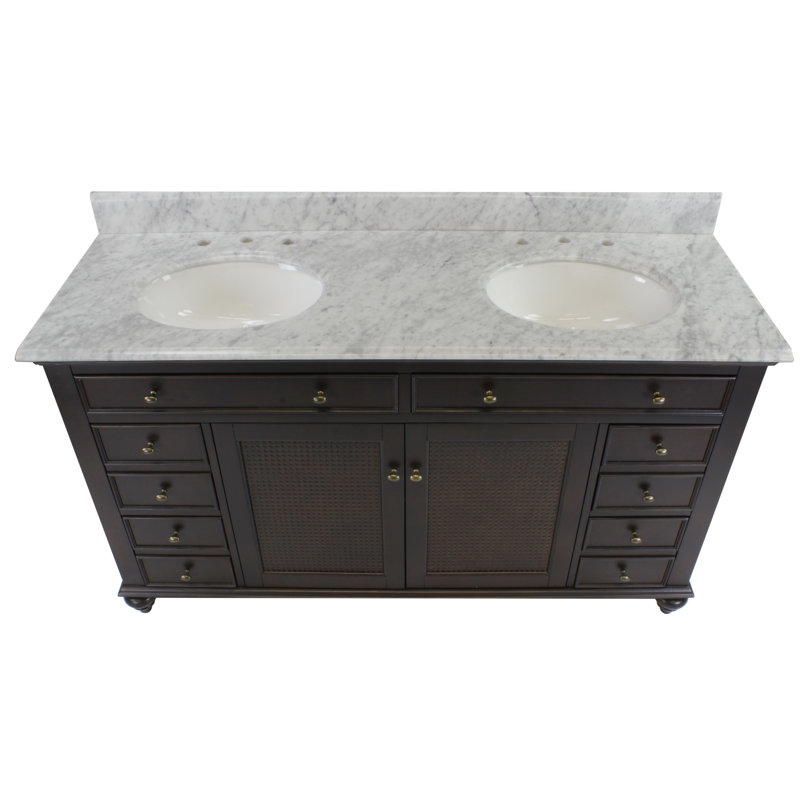Ensemble de meuble-lavabo de salle de bain double 60 po Chauvigny, Espresso