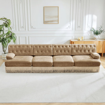Tufted Sofa with Tassel Skirt, and Modular Design