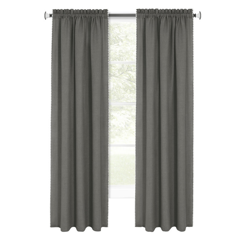 Semi Sheer Curtain Single Panel, 52" W x 84" L, Gray/White
