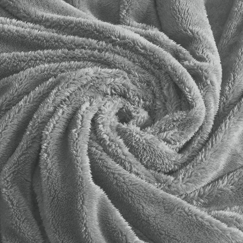 Misuzu Super Soft Reversible Sherpa Fleece Blanket, Single, Silver