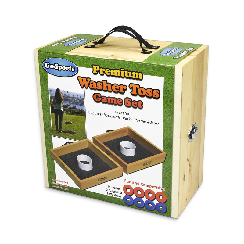 Premium Birch Wood Washer Toss Game Set with Plastic Coated Steel Washers