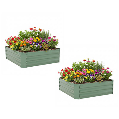 Aoodor 3 Ft x 3 Ft Galvanized Steel Raised Garden Bed