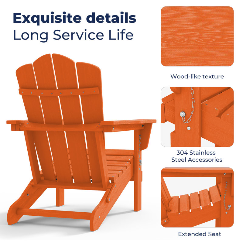 Chaise Adirondack pliante en plastique Wolak, Orange