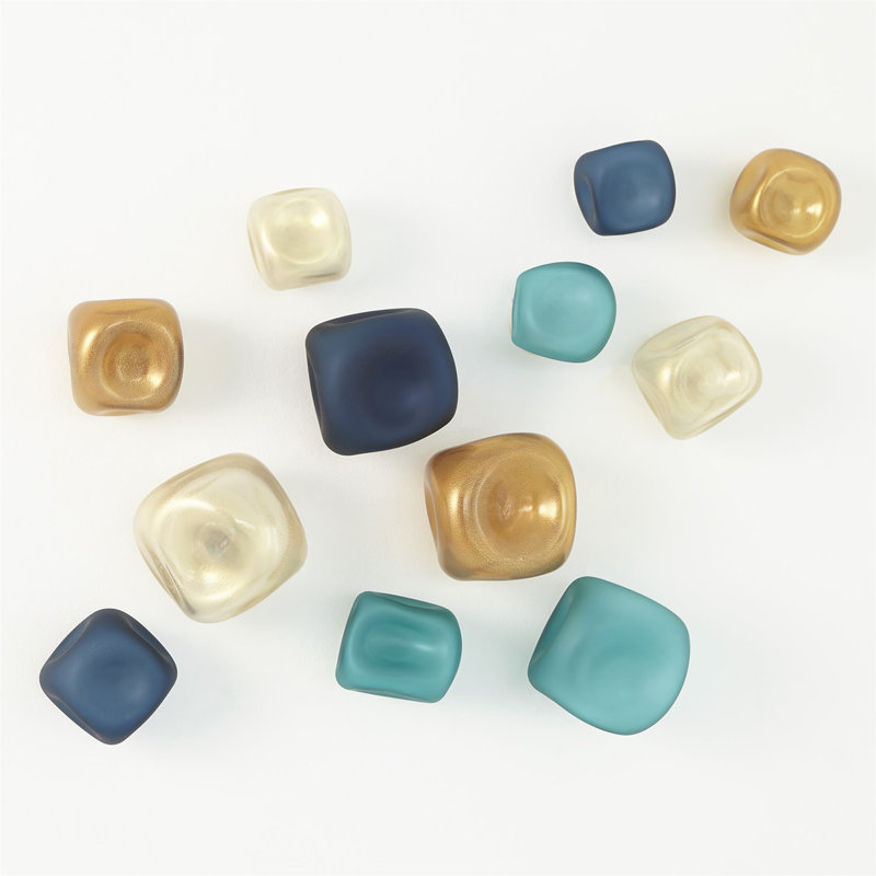 Turquoise Frosted Glass 3-Piece Wall Decor Set