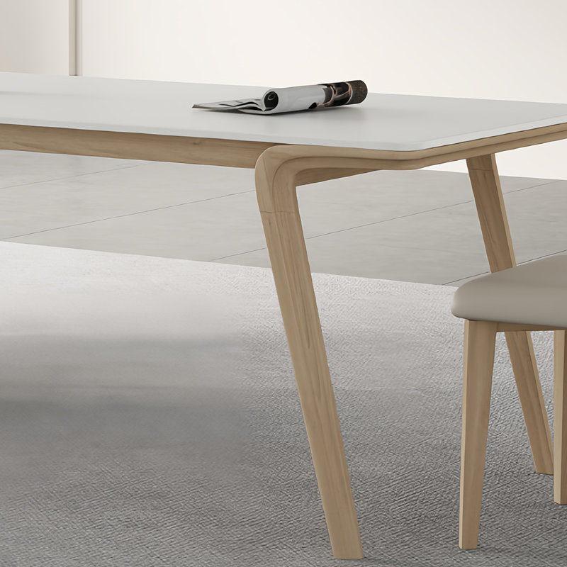 Cream style modern dining table and chair, 29.5"H x 70.8"L x 35.4"W