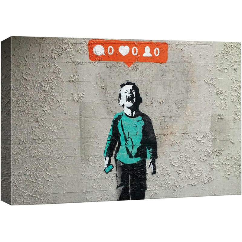 Banksy Kid Crying Over Social Media sur impression sur toile, Toile tendue, H 12 po x l 18 po x P 1,5 po