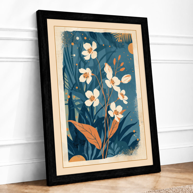 Garden In Teal Botanical - Print, Black, A3 - 42.0 x 29.7 cm