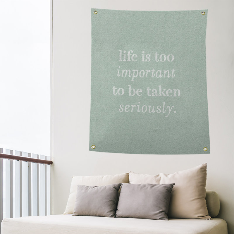 Tapisserie de levity et citation en polyester, H 36 po x l 26 po, Vert / blanc