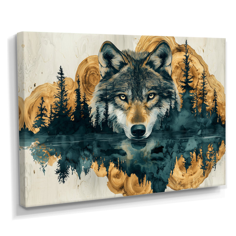 Loup, échos de l'Alpha I - loup, art mural, H 30 po x l 40 po, Toile tendue, Ne s’applique pas