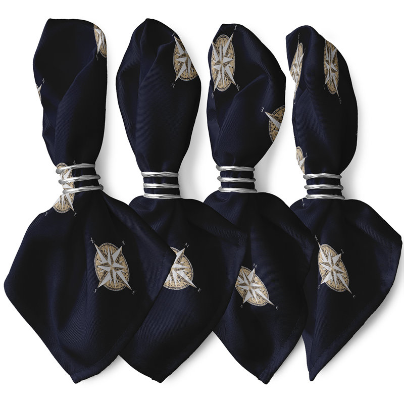 Chadabe Polyester Geometric Square Napkin, Navy