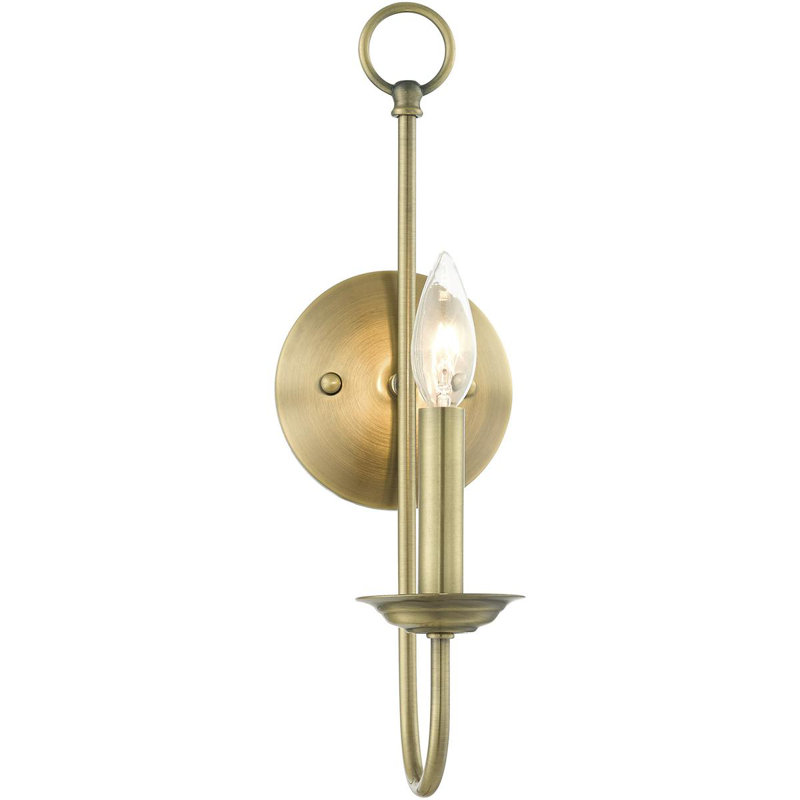 Wall Sconce with Steel Base - 5" Industrial Light Fixture, Antique Brass