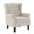Duward Upholstered Beige Button Tufted Wingback Accent Chair with Rolled Arm and Thick Padded Cushion-541319379
