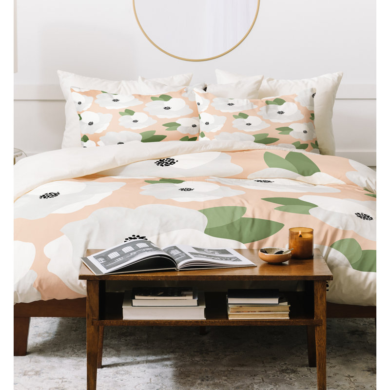 Polyester Floral Duvet Cover Set, Queen