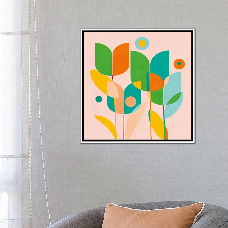 «Circles Shapes Tulips» par Ana Rut Bré - impression d'art graphique, H 26 po x l 26 po x P 1,5 po, Pas de tapis