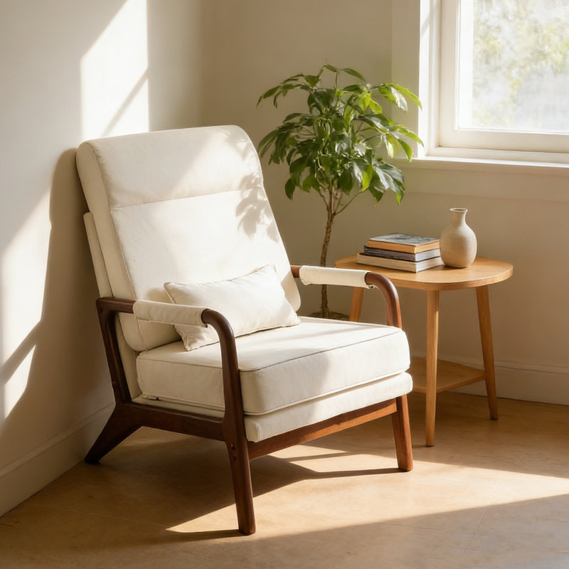 Chaise d'appoint rembourrée traditionnelle de 25 po de largeur, Beige