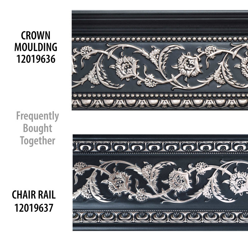 6'' H x 94'' W x 0.25'' D Chair Rail, Silver/Black
