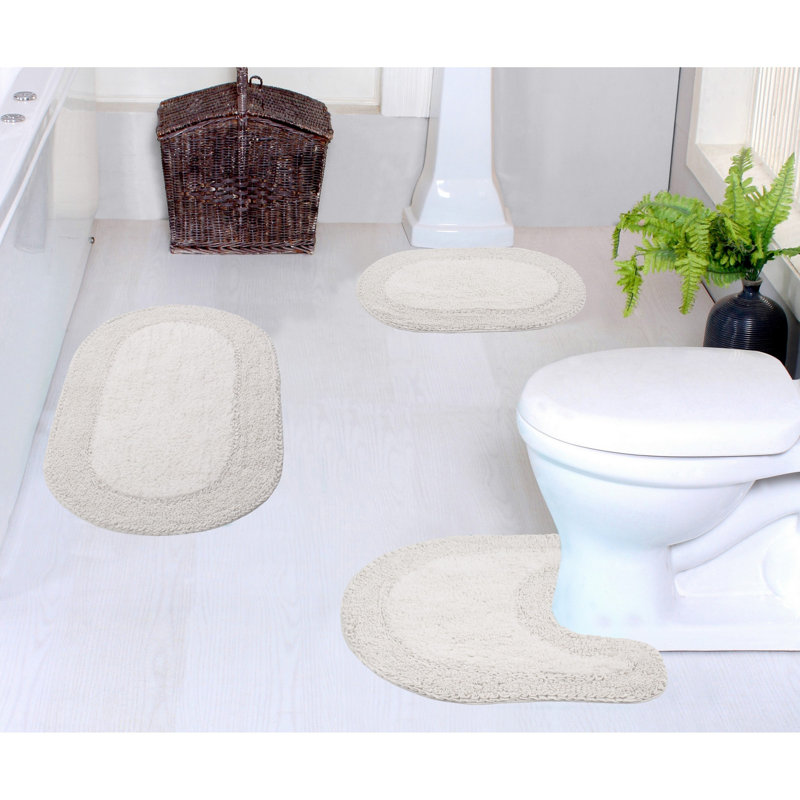 Tapis de bain 100% coton Delma (ensemble de 3), Ivoire ivoire