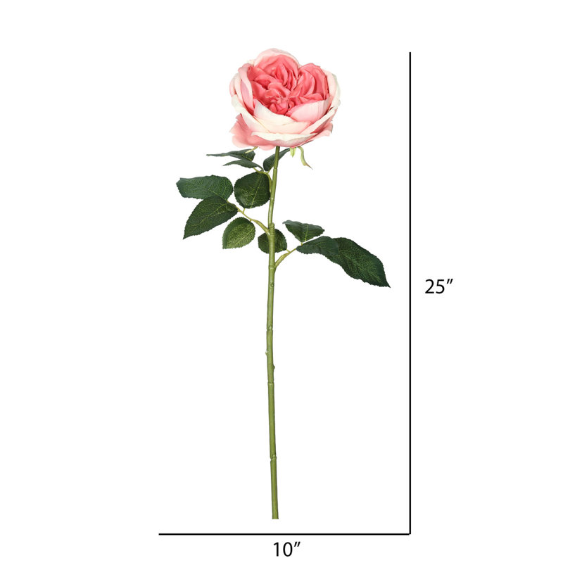 Artificial Open Rose Stem, Dark Pink