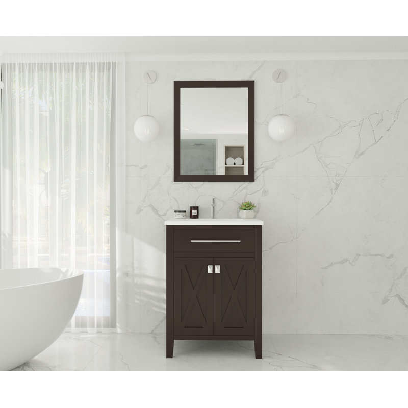 Ensemble de meuble-lavabo simple 24 po Vitiello, Brun, Blanc mat