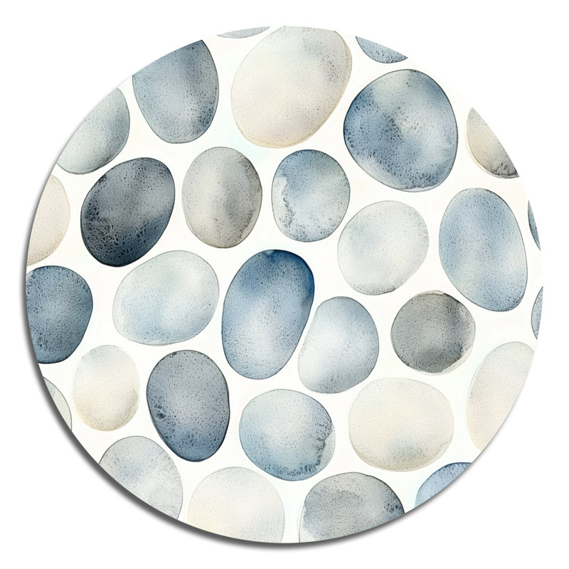 «Minimalist Meditation Stone Collage II», reproduction d'art en métal gris traditionnel, H 16 po x l 16 po