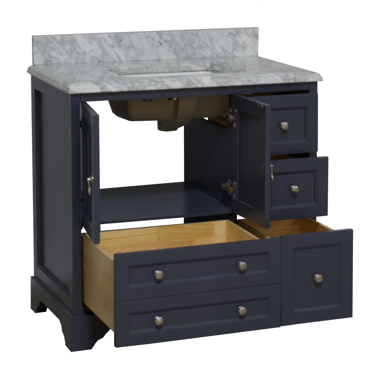 Tilford 36'' Single Bathroom Vanity, Marine Gray, Carrara Marble
